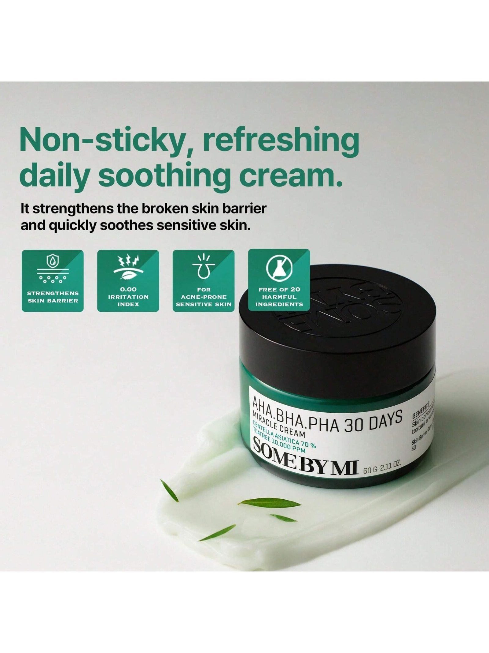 2 16 scaled 1.jpg some by mi aha bha pha 30 days miracle cream 2.02oz, 60ml mild exfoliating salicylic acid & centella face moisturizer for all skin types daily soothing & clarifying face cream korean skin care