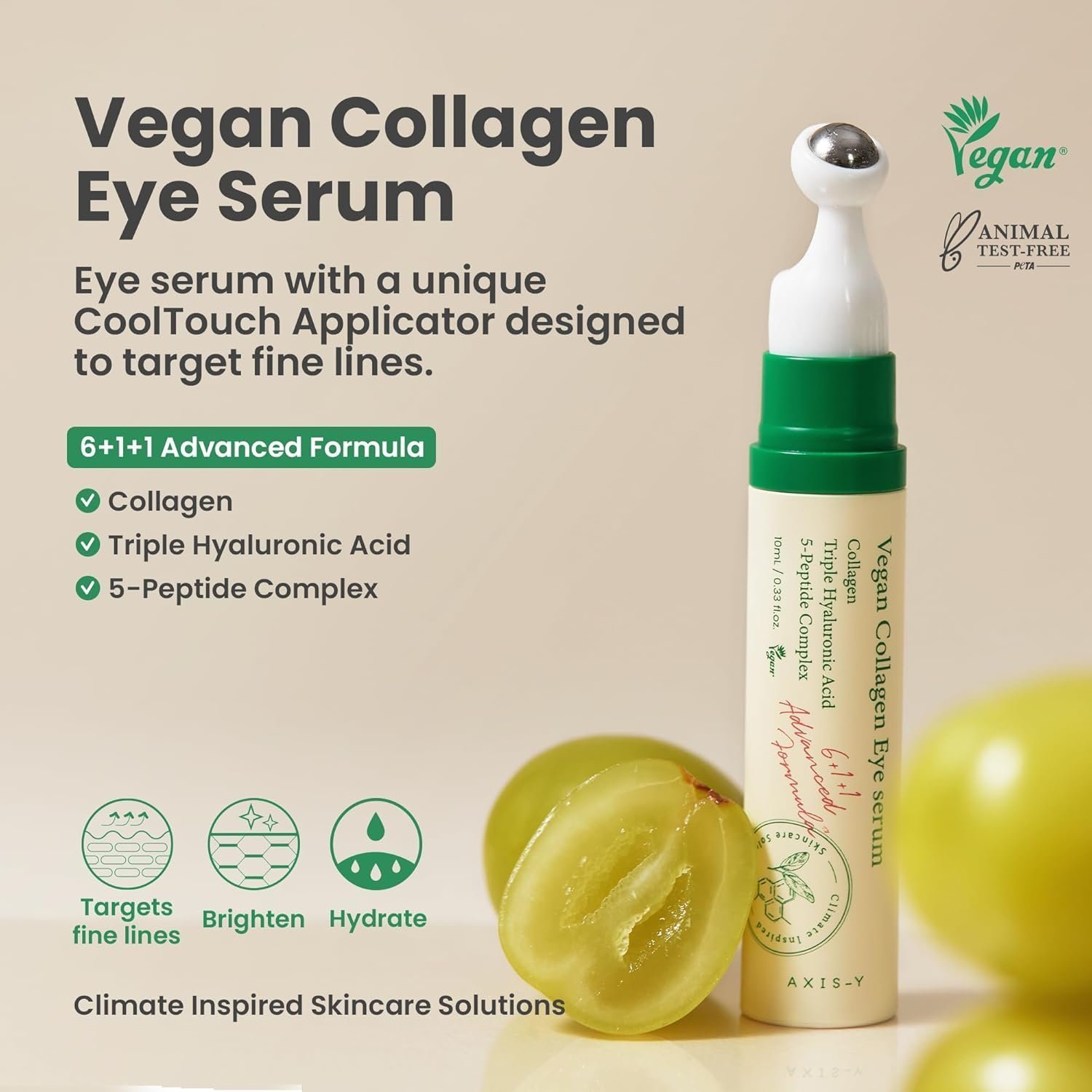71gt3vjnwtl. sl1500 .jpg axis y vegan collagen eye serum k beauty triple hyaluronic acid & peptide collagen serum improve skin elasticity, reduce fine lines & dark circles vegan korean skin care eye cream 0.33 fl. oz.